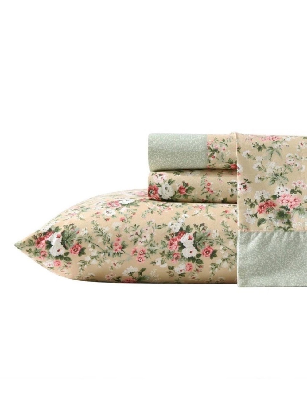 Laura Ashley QUEEN ~ Serene Dream ~ 100% Percale Cotton  Floral Sheet Set - Picture 2 of 16